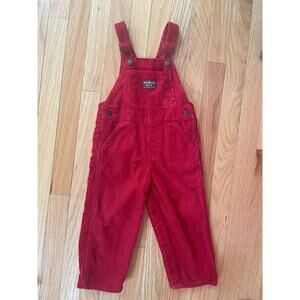 OSHKOSH B'GOSH RED CORDUROY OVERALLS WIDE WALE, RED, 24 MONTHS